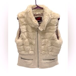 Celsius Premium Jacket Vest 100% Vegan Furs Cream Color Women’s Size XL